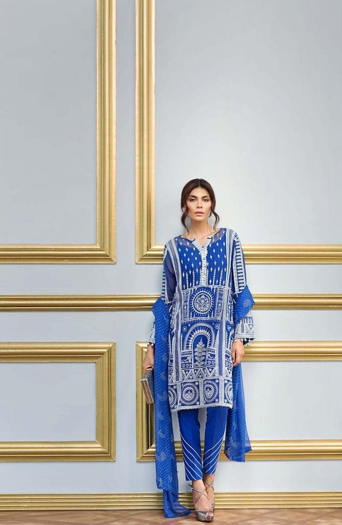 Gul Ahmed Festive Jewelled Collection 2018 – Ink Grey 3 Pc Blended Chiffon FE-140