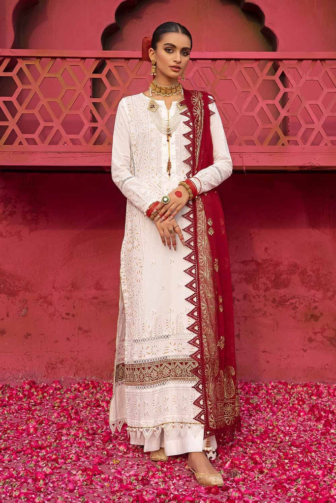 Gul Ahmed Festive – 3PC Foam and Gold Printed Embroidered Lawn Shirt with Foil Printed Chiffon Dupatta BM-32039