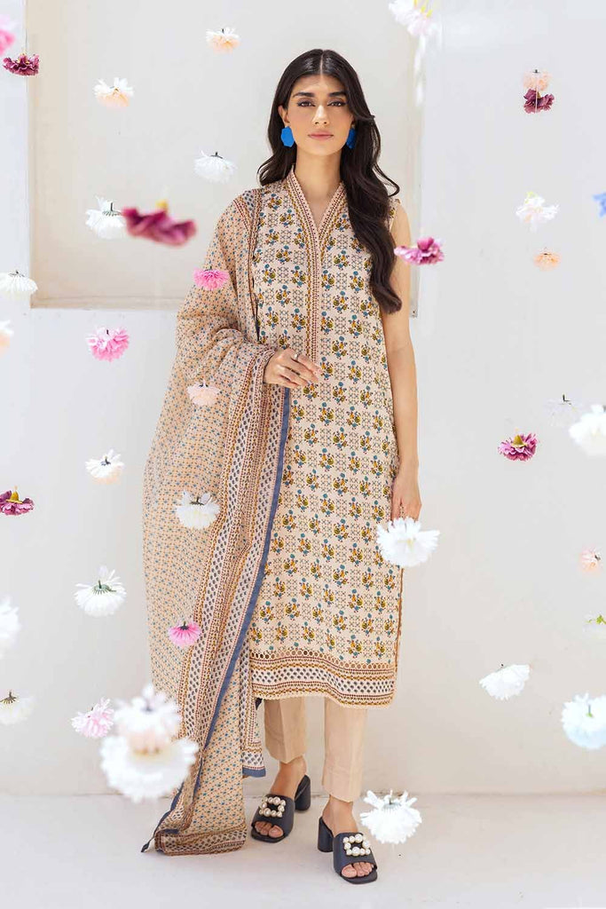 Gul Ahmed 2023 – 3PC Printed Cambric Suit with Lawn Dupatta CBN-32022 B