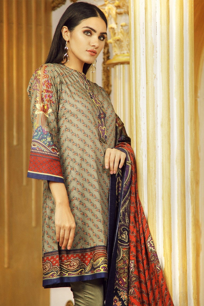 AlKaram Winter Collection 2019 – 3 Piece Printed Twill Viscose Suit with Printed Shawl – FW-16.1-19-Green