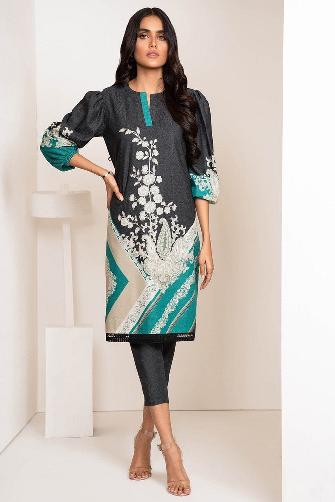 AlKaram Winter Collection – Two Piece Printed Karandi Suit With Dyed Karandi Trouser – FW-36-20-Black