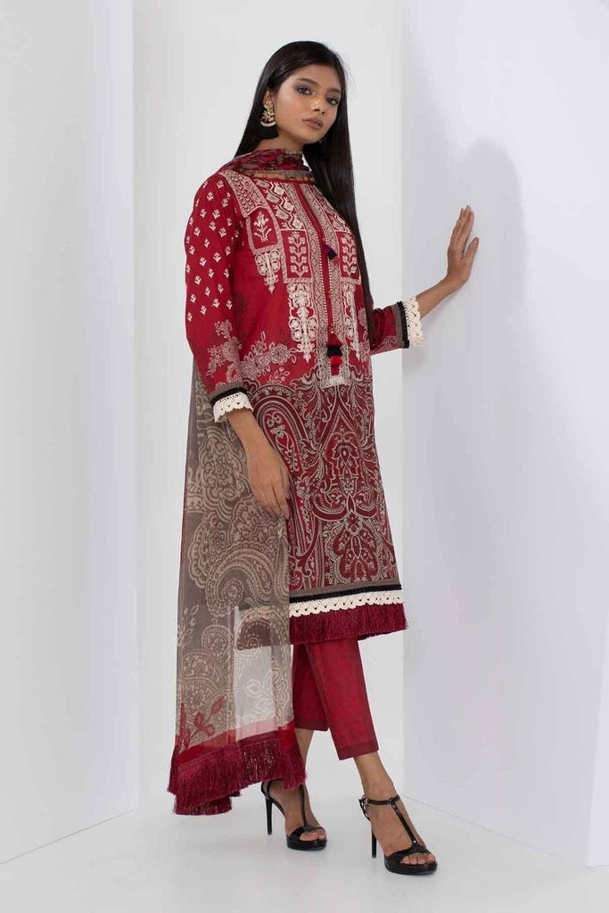 Khaadi Mid Summer Lawn Collection 2018 –  G18301 Red 3pc