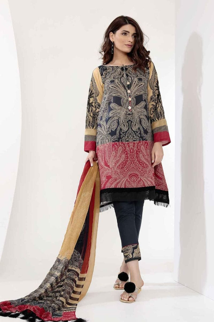 Khaadi Mid Summer Lawn Collection 2018 – G18302 Black 3Pc