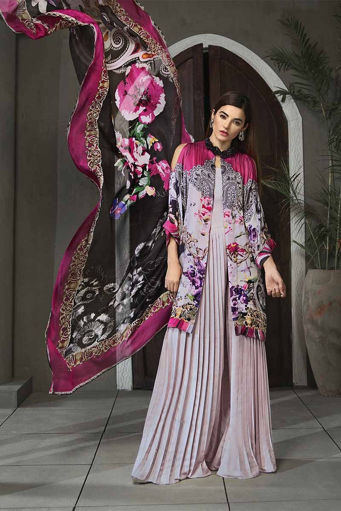 Gul Ahmed Lamis Digital Charmeuse Silk Collection 2018 – Ash Grey Paisley Plush DGT-80