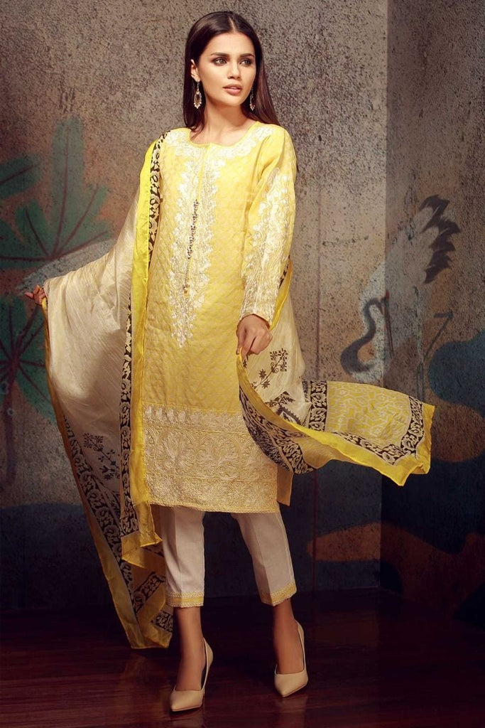 Khaadi Classics Lawn Collection 2018 – H18103 Yellow 3Pc