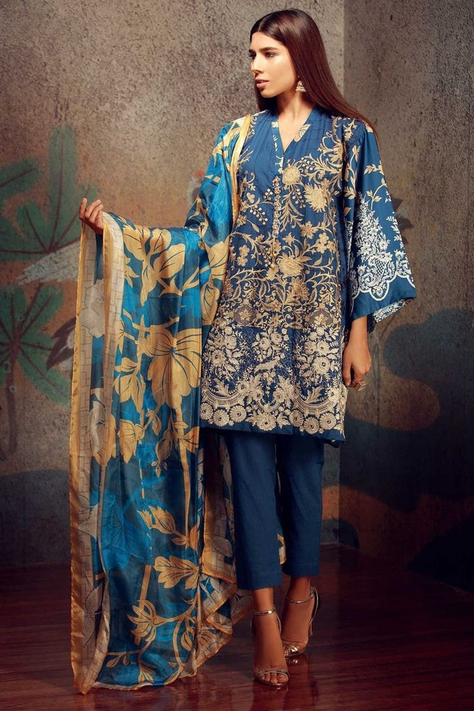 Khaadi Classics Lawn Collection 2018 – HH18102 Blue 3Pc