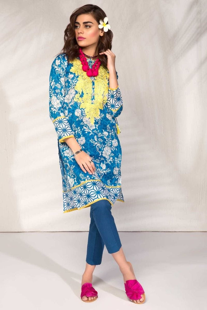 Khaadi Tropical Escape Lawn Collection 2018 – I18107 Blue 2Pc