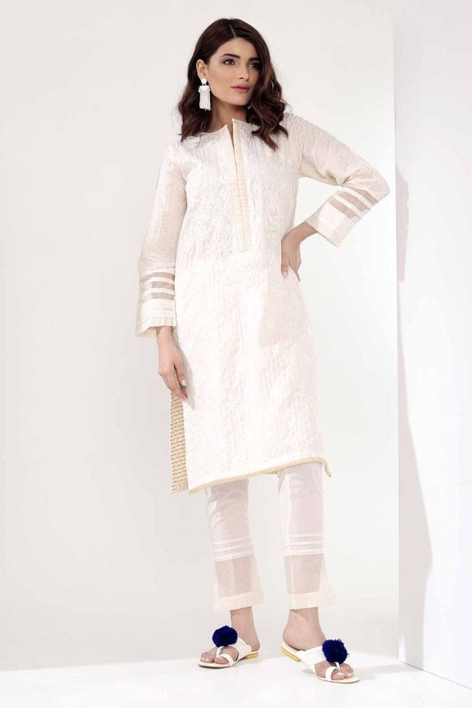Khaadi Mid Summer Lawn Collection 2018 – I18303 Off White 2Pc