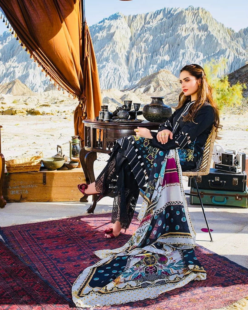 Erum Khan Luxury Lawn Collection 2021 – ER10-DARK DAISY