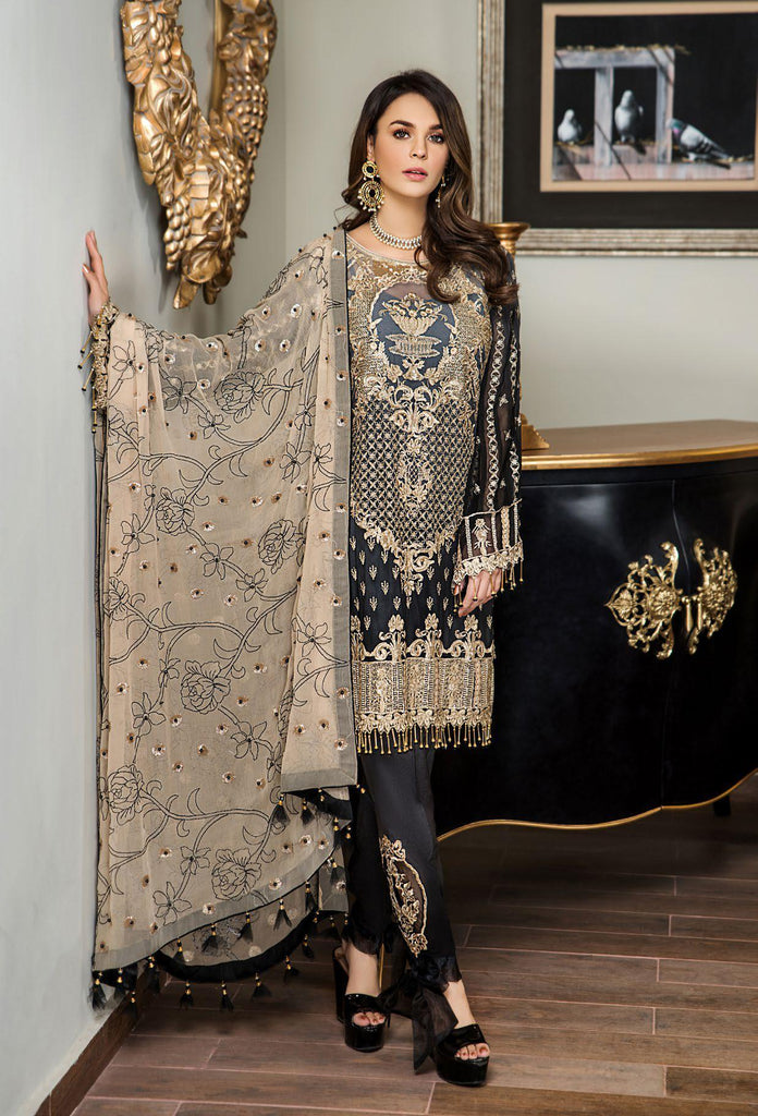 Maryam's Gold Luxury Embroidered Chiffon Collection Vol 5 – MG-52