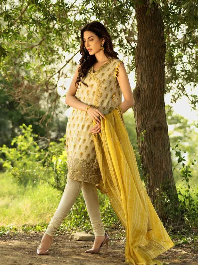 Gul Ahmed Malmal Collection Vol-2 2019 – Yellow CL-612 B