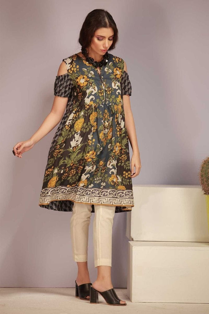Khaadi Tropical Escape Lawn Collection 2018 – J18101 Black 2Pc