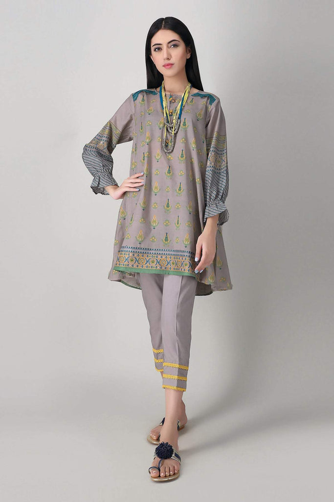 Khaadi Spring Collection 2021 – 2PC Suit · Printed Kameez Pants · J21110 Grey
