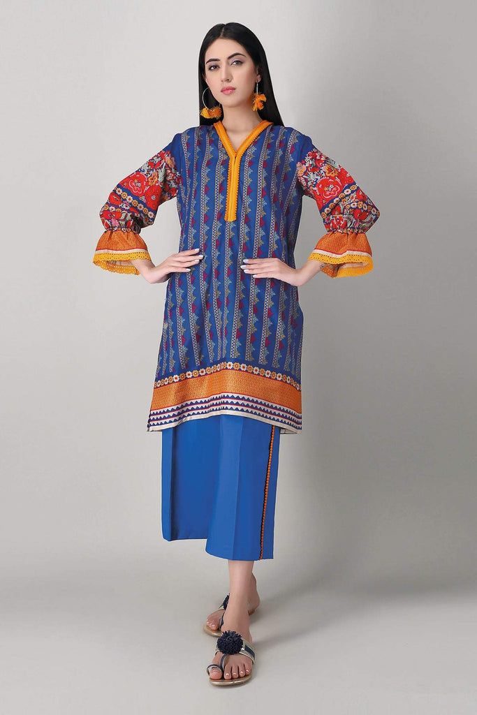 Khaadi Spring Collection 2021 – 2PC Suit · Printed Kameez Pants · J21111 Blue