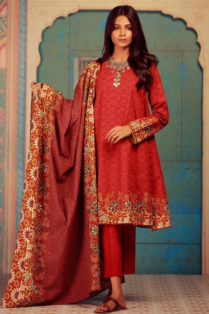 Khaadi Winter Collection 2017 – KA17603 Red 3Pc