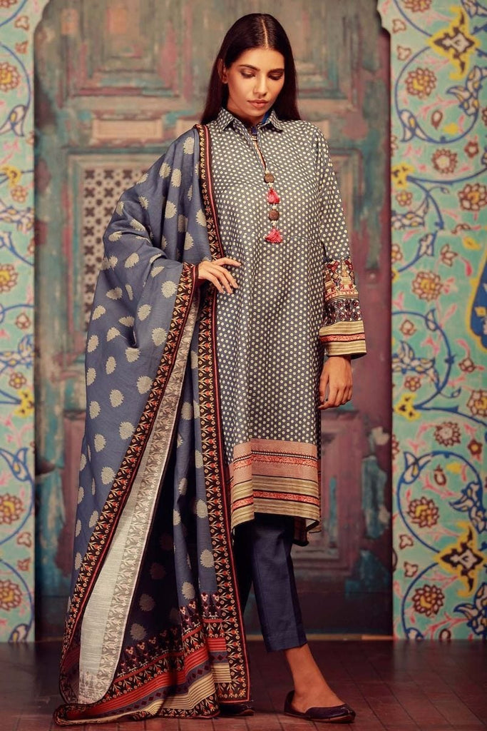 Khaadi Winter Collection 2017 – KB17601 Blue 3Pc