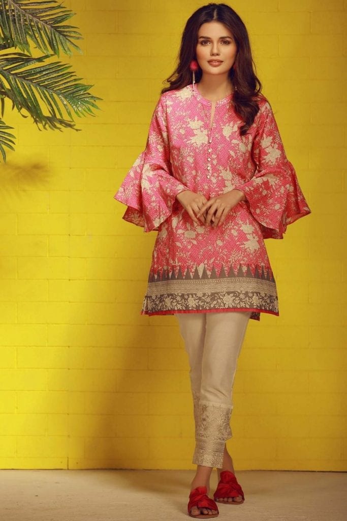 Khaadi Tropical Escape Lawn Collection 2018 – T18102 Pink 2Pc
