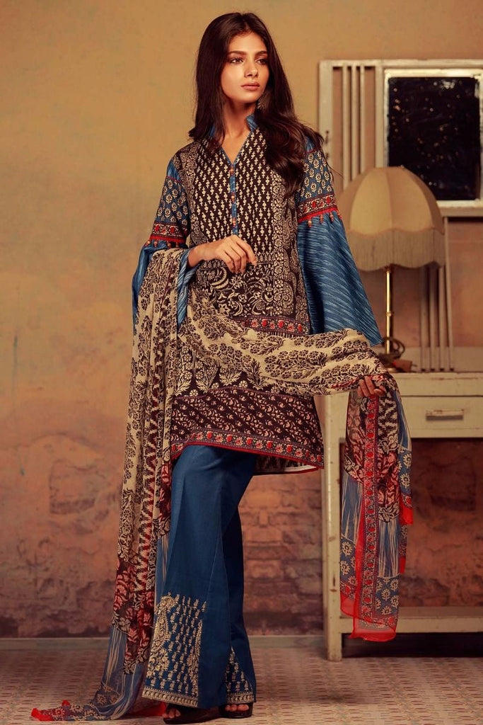 Khaadi Winter Collection 2017 – KK17603 Blue 3Pc