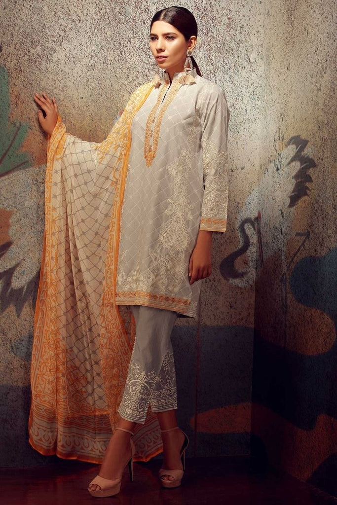 Khaadi Classics Lawn Collection 2018 – KK18102 Grey 3Pc