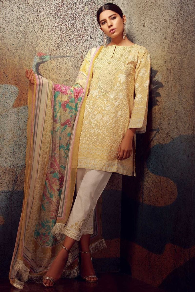 Khaadi Classics Lawn Collection 2018 – KK18103 Yellow 3Pc