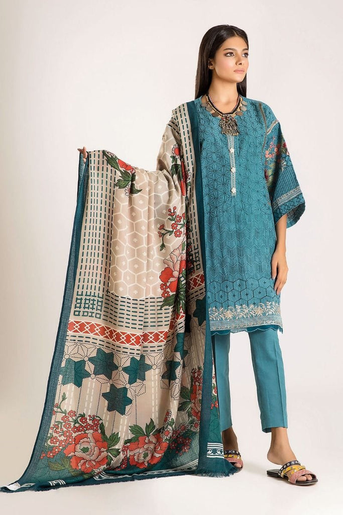 Khaadi Winter Escape Collection 2019 – KO19523-Blue-3Pc