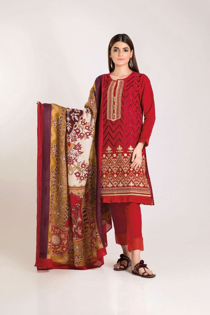 Khaadi Winter Vibe Collection 2019 – KO19503 Red 3Pc
