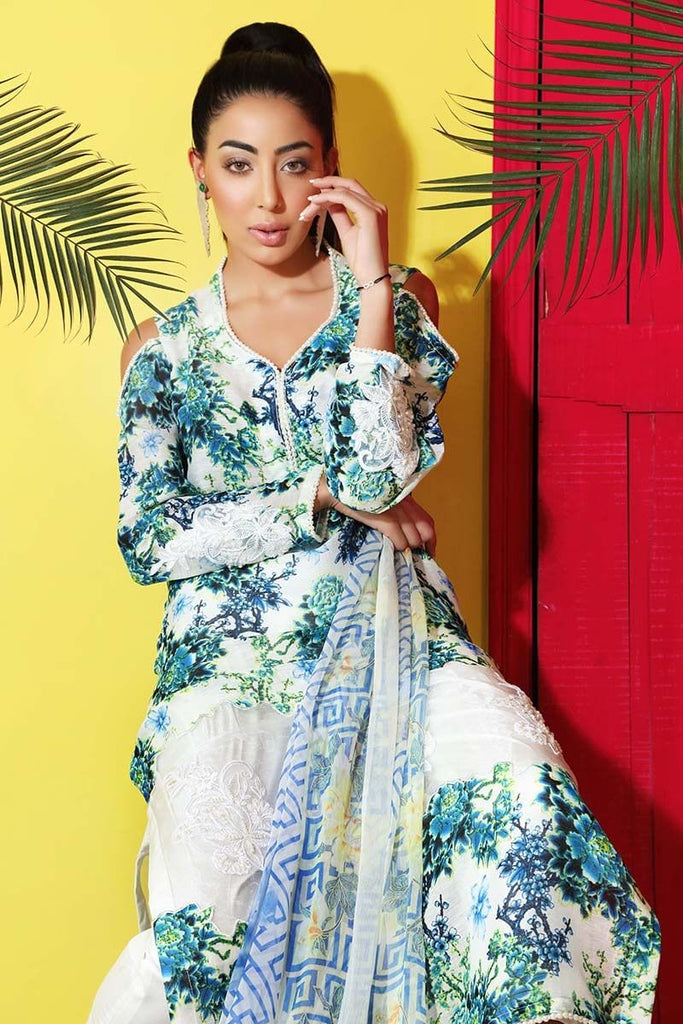 Gul Ahmed Summer Premium Collection 2018 – White 3 Pc Silk Linen LC-14