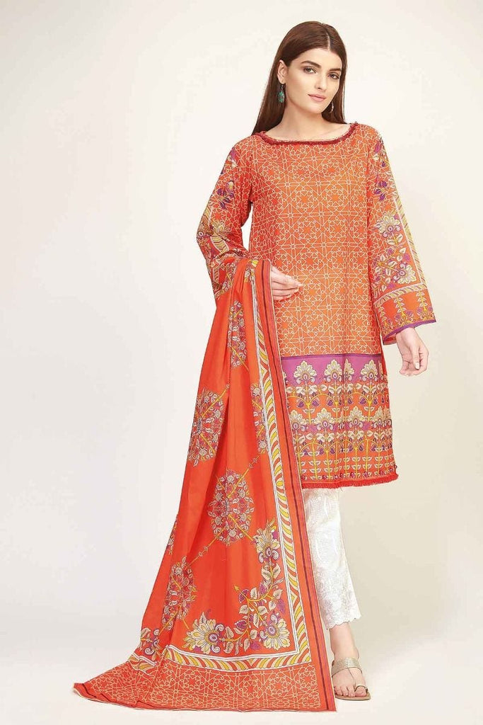 Khaadi The Tale of Spring Lawn Collection 2019 – LF19105 Orange 2Pc