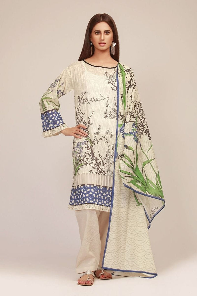 Khaadi The Tale of Spring Lawn Collection 2019 – LF19111 Off White 2Pc