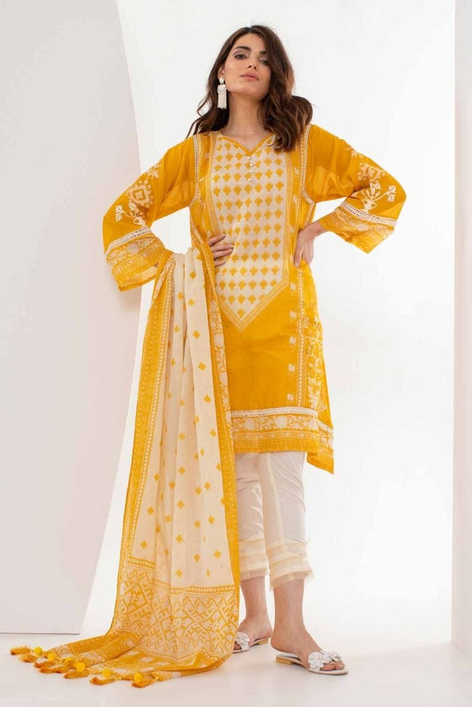 Khaadi Mid Summer Lawn Collection 2018 – M18301 Yellow 2Pc