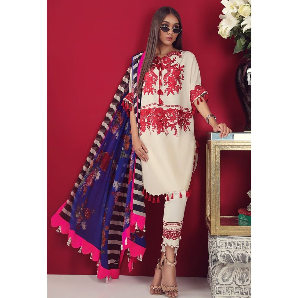 Sana Safinaz Muzlin Lawn Collection 2019 – 09B - Red-dy