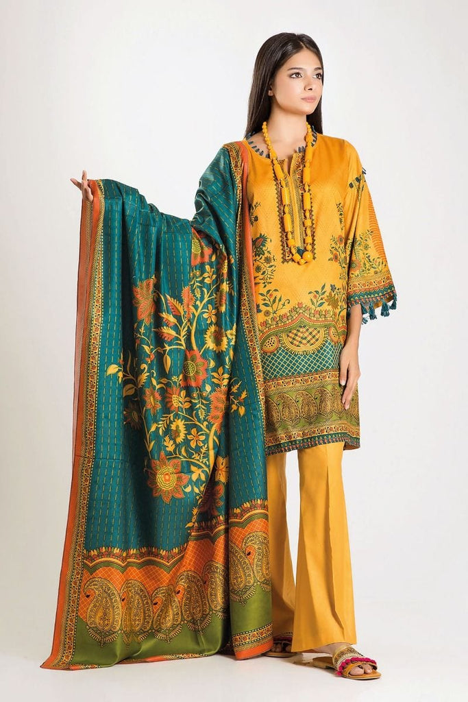 Khaadi Winter Escape Collection 2019 – MA19501-Yellow-3Pc