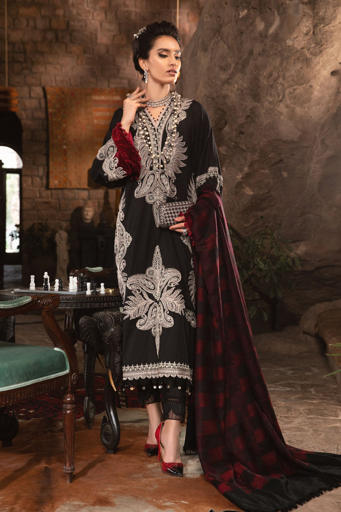 MARIA.B. Linen Luxury Winter Collection 2022 – DL-1004-Black and Maroon