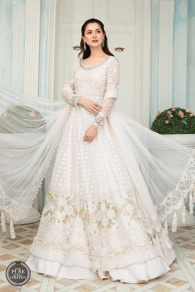 MARIA.B Luxury Chiffon Eid Collection 2022 – MPC-21-103-Pearl White and Pastel