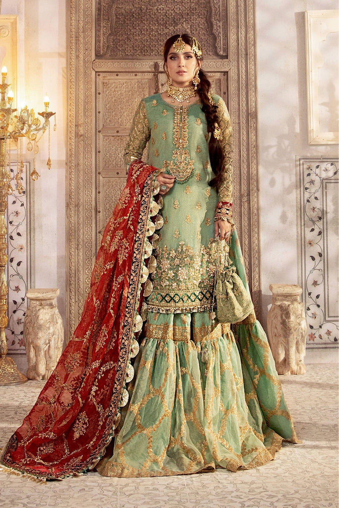 MARIA.B. MBroidered Wedding Collection – Coral in Sea green (BD-2303)