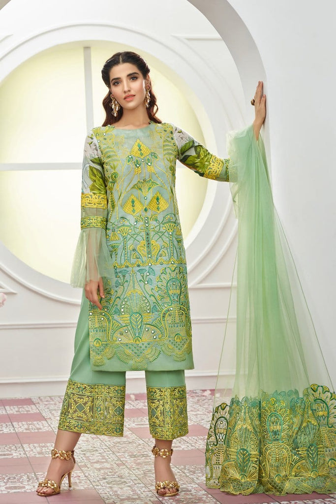 Asifa & Nabeel Festive Lawn Collection 2019 – 7D – Lime