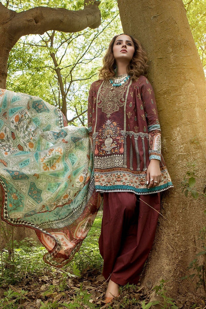 MARIA.B. MPrints Lawn Collection 2018 – MPT 205 B Maroon