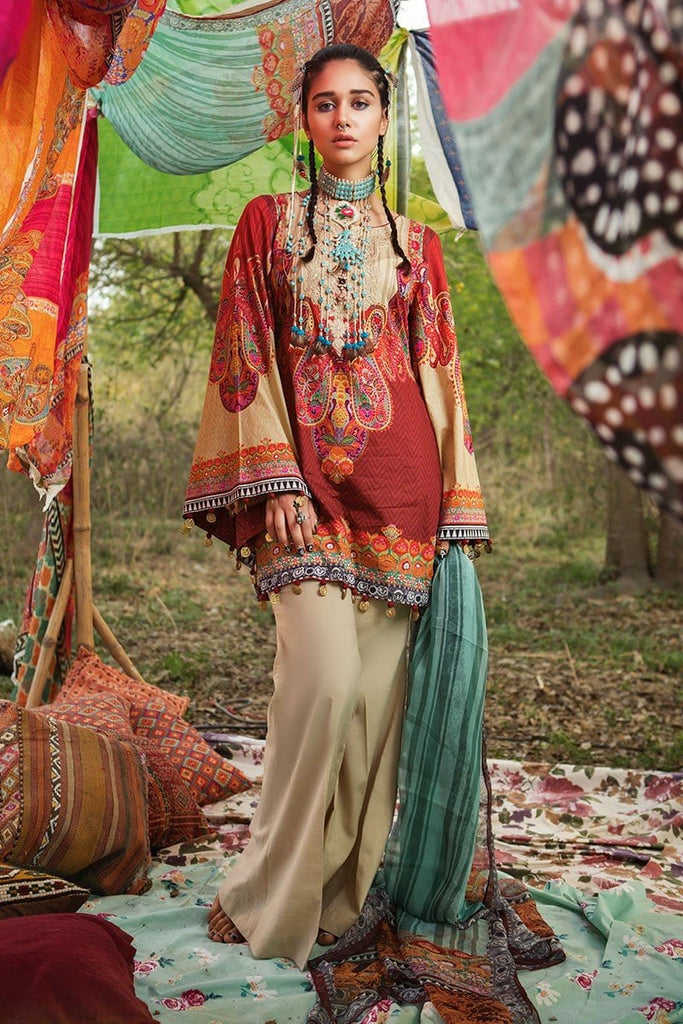 MARIA.B. MPrints Lawn Collection 2018 – MPT 208 B Maroon