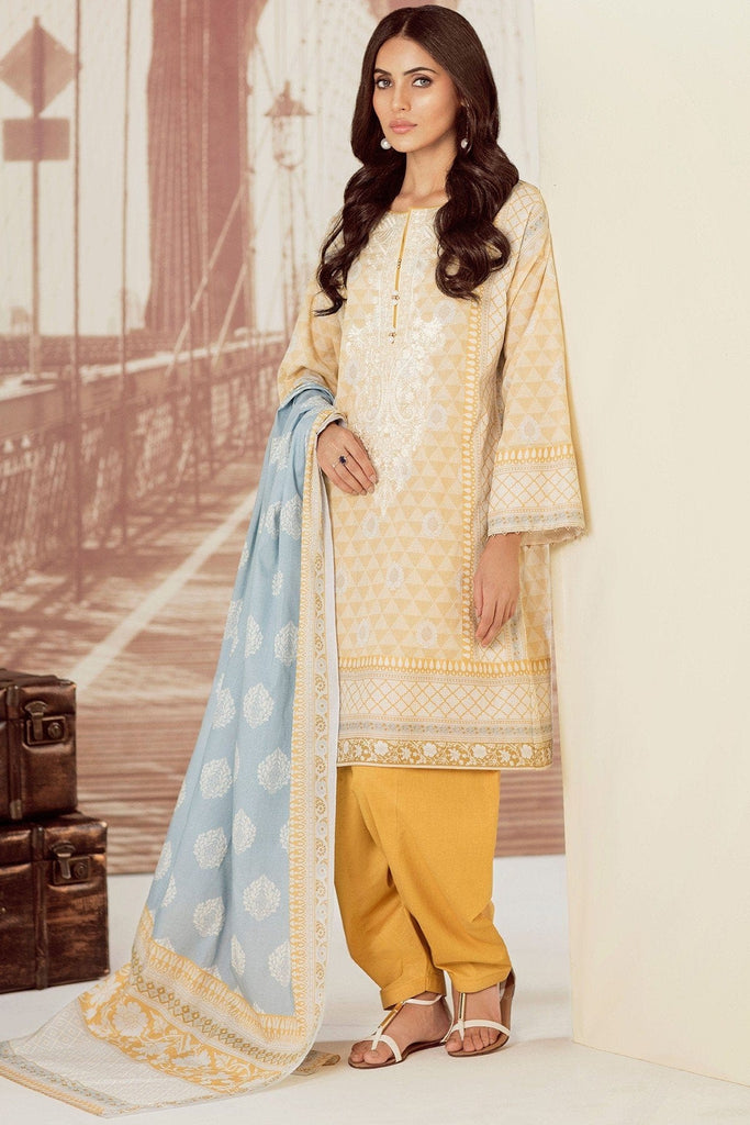 AlKaram Cambric Collection 2018 – 3 Piece Embroidered – MS-26.1-18-Mustard