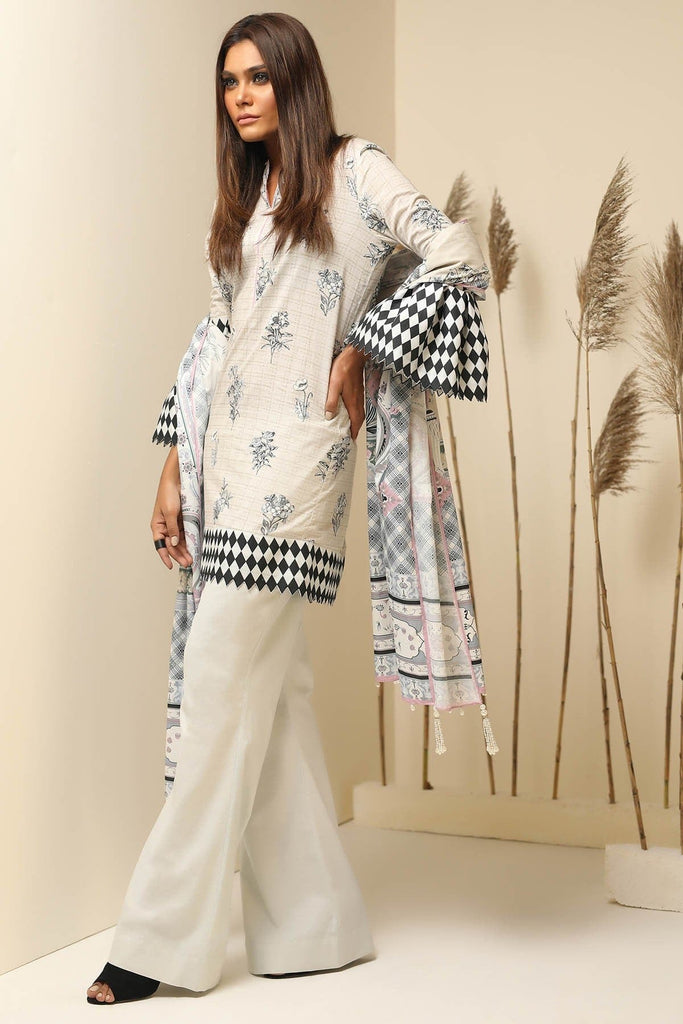 AlKaram Cambric Collection 2018 – 2 Piece Plain Shirt & Dupatta – MS-35-18-Beige