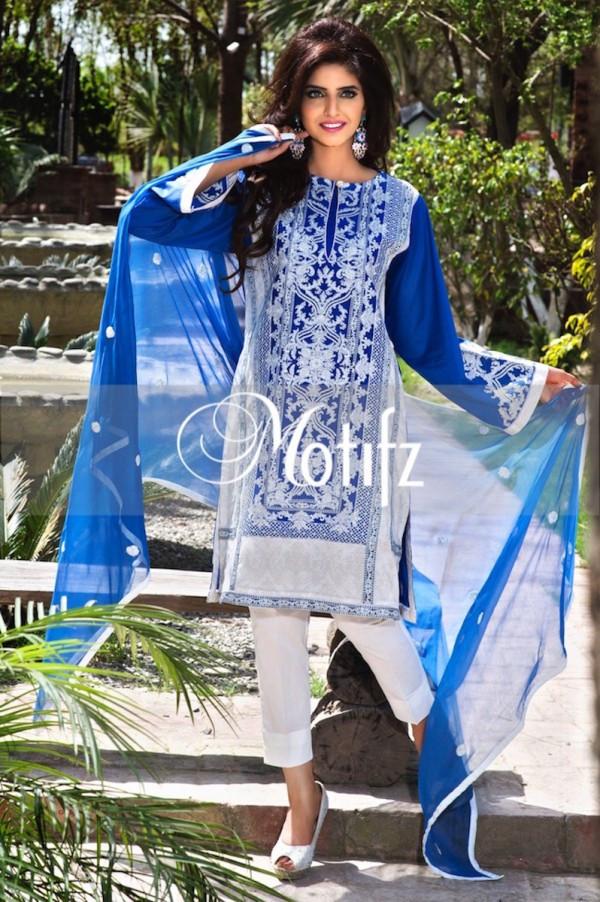 Motifz Embroidered Lawn Collection '15 Vol 2 – Electr Blue 0992 - YourLibaas
 - 1