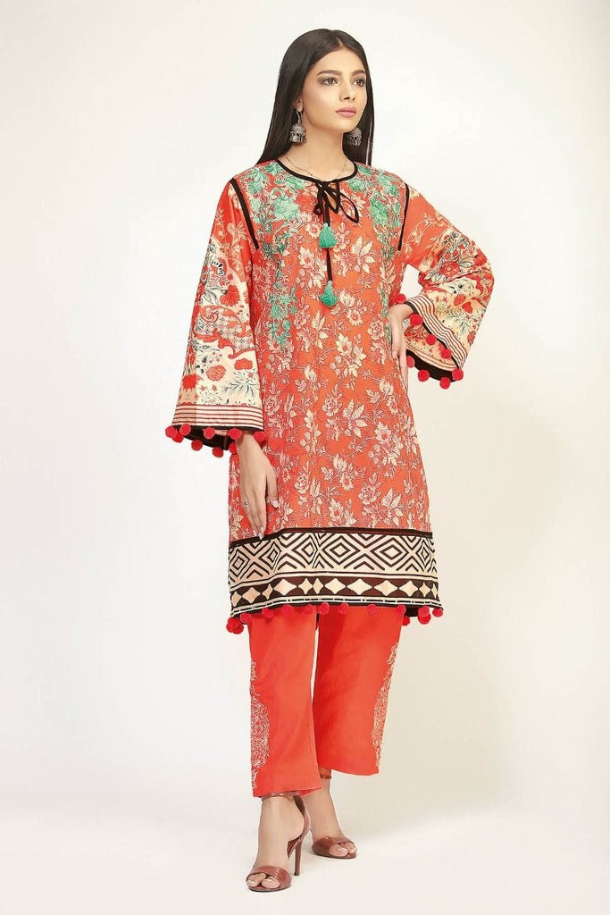 Khaadi The Tale of Spring Lawn Collection 2019 – NR19107 Orange 2Pc