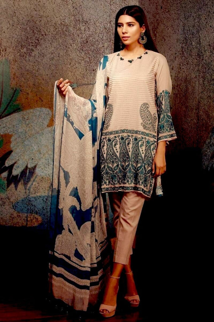 Khaadi Classics Luxury Lawn Collection  – P18103 Beige 3Pc