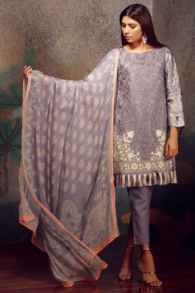 Khaadi Classics Lawn Collection 2018 – P18108 Purple 3Pc