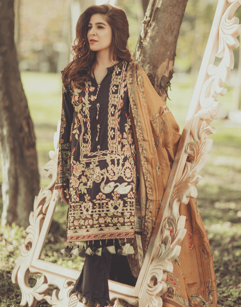 Rang Rasiya Premium Lawn Collection 2018 – Black Swan 9A