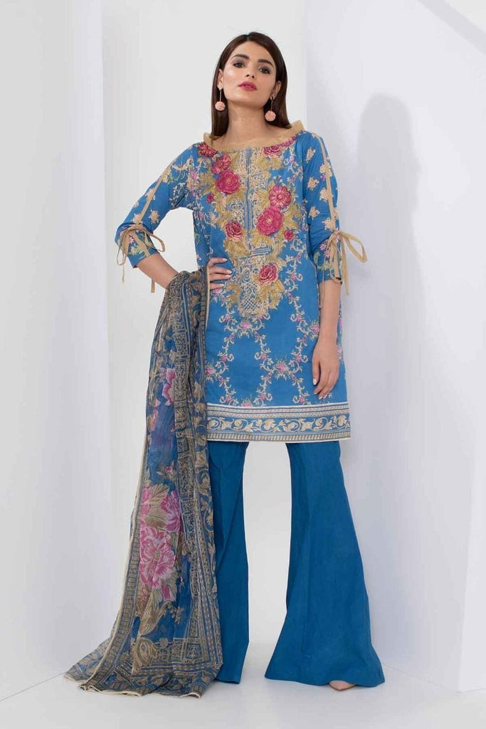 Khaadi Mid Summer Lawn Collection 2018 – R18306 Blue 3Pc