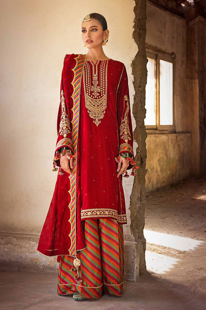 Gul Ahmed Festive – 3PC Embroidered Raw Silk Suit with Embroidered Jacquard Dupatta with Zari FE-32031