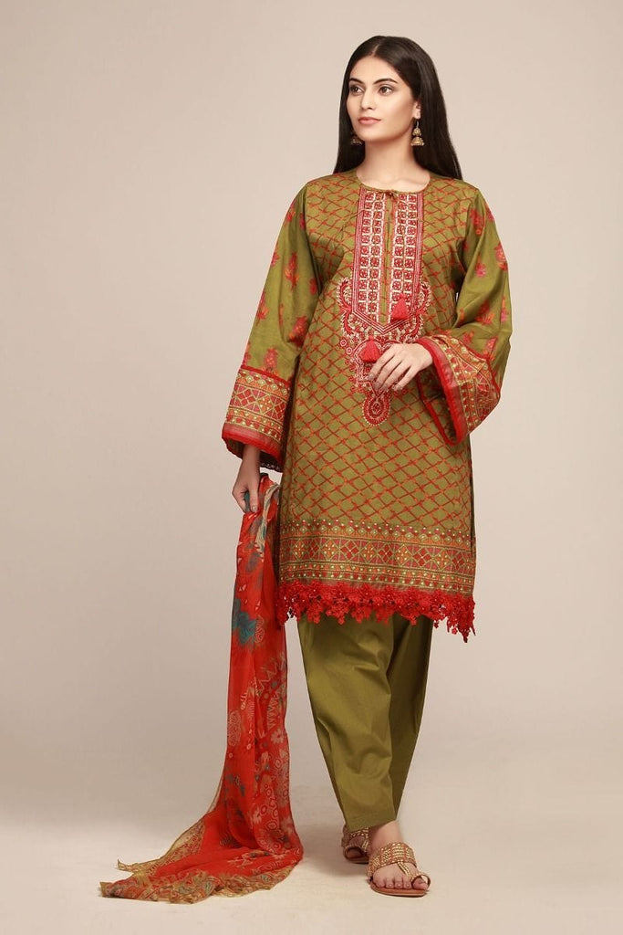 Khaadi The Tale of Spring Lawn Collection 2019 – RR19103 Green 3Pc