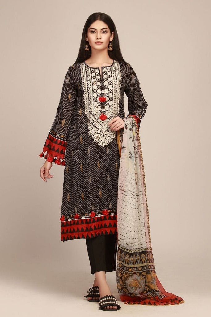 Khaadi The Tale of Spring Lawn Collection 2019 – RR19104 Black 3Pc