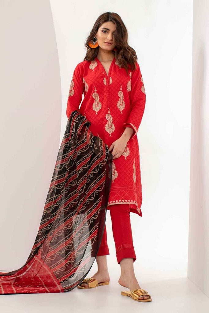Khaadi Mid Summer Lawn Collection 2018 – S18302 Red 3Pc